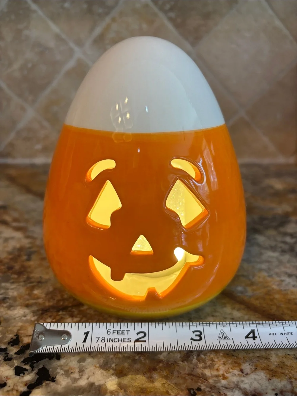 Candy Corn Jack-o'-Lantern Ceramic Accent Light -NWT